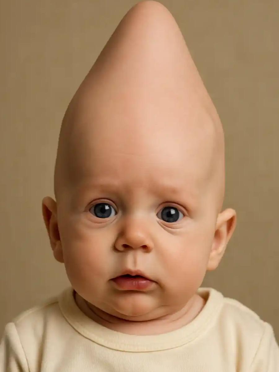 Why does a baby have a Conehead